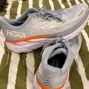 Hoka Athletic Shoes - Light Gray and Orange